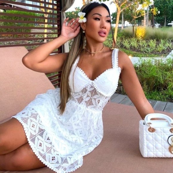 Dresses & Skirts - White Lace Sleeveless Bustier Fit and Flare Mini Dress